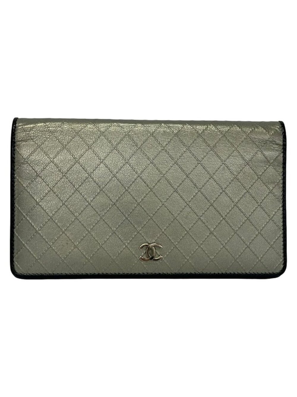 Chanel Wallet Bicolor Silver Leather